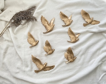 Flying Birds Spring Wall Decor for Bedroom - Hanging sculpture beach bird over the bed - Modern gold boho wall decor Farmhouse hanging decor