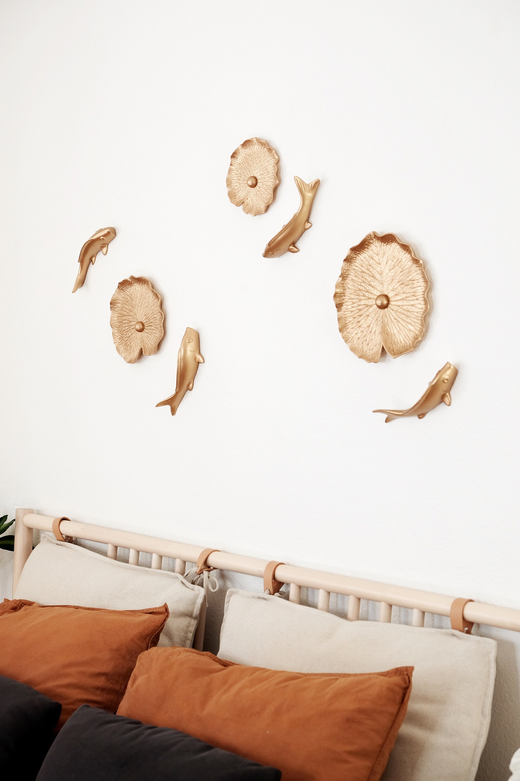 Gold Ocean Fish Wall Decor - Asian Hanging Sculpture for Living Room ...