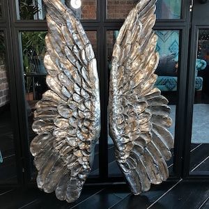 Angel Wings White & Gold - Home Gold Vintage Large Hanging sculpture boho art wall decorations living room  New home gifts Housewarming gift