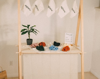 Easy market stall EMS-2  Craft farmers portable display  Foldable vendor retail table Custom pop up shop Wooden retail shelves clothing rack