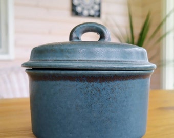Arabia Finland pottery Green, blue Ruska box, Ulla Procope, NEW condition
