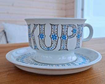 Arabia Finland Äidin kuppi, hand painted tea cup, Raija Uosikkinen