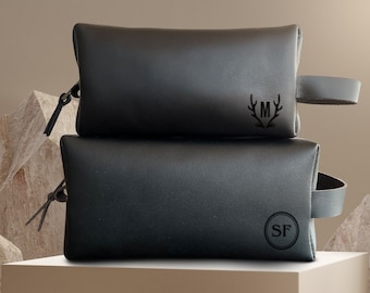 Personalized Leather Dopp Kit: Monogrammed Toiletry Bag, Groomsmen Gift