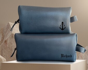 Genuine Leather Toiletry Bag: Personalized Travel Dopp Kit