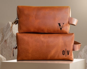 Personalized Leather Dopp Kit: Monogrammed Toiletry Bag