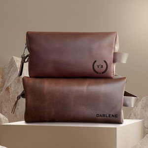 Personalized Leather Dopp Kit: Engraved Men's Toiletry Bag