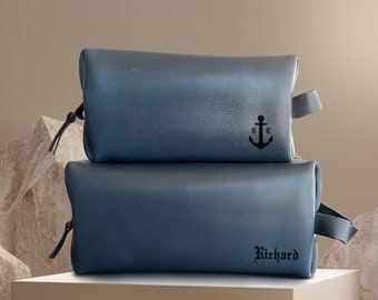 Leather Dopp Kit Bag: Personalized Toiletry Travel Bag