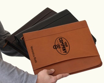 Engraved Leather Business Portfolio: Personalized Document Folder
