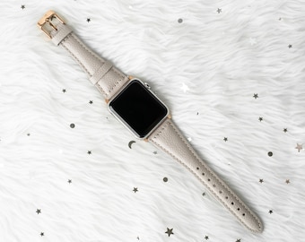 Leather Apple Watch Band, Stainless Steel Adapters, Handmade