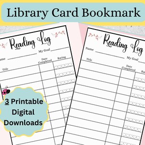 Bibliotheksausweis-Lesezeichen, die einen großartigen Buch-Tracker und eine Leseliste ausmachen! Perfekte druckbare Lesezeichen für alle Buchliebhaber, Lehrer und Schüler