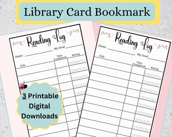 Library Card Bookmarks That Make a Great Book Tracker & Reading List! Perfect Printable Bookmarks For All Book Lovers, Teachers and Students