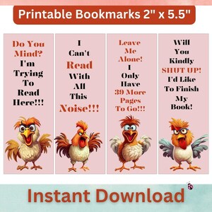Printable Bookmarks~cute Printable Bookmarks~4 Crazy Chicken Bookmarks ...