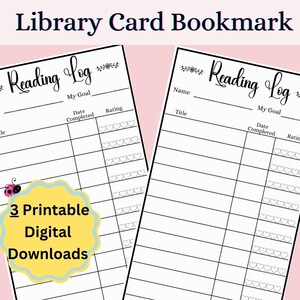 Pretty Library Card Bookmarks For Setting Reading Goals, Title of Books, Date, & How You Rate The Book.  Great Gift Idea For Any Book Lover!