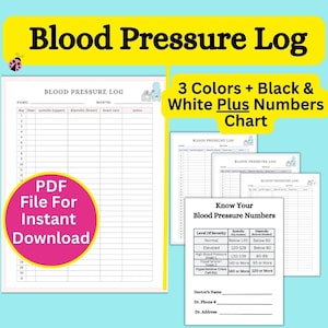 Bloeddruklogboek | Bloeddrukgrafiek | Bloeddrukmeter | Bloeddruklogboekbundel | Bloeddrukdagboek| Download PDF-invulformulier