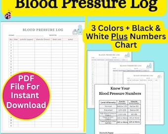 Blood Pressure Log | Blood Pressure Chart | Blood Pressure Tracker | Blood Pressure Log Bundle | Blood Pressure Diary| Download PDF Fill In