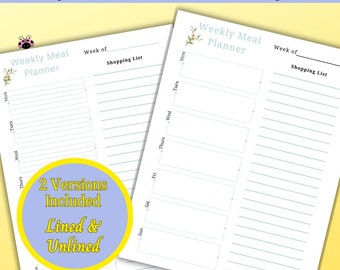 Weekly Meal Planner & Grocery List Printable Template | 7-Day Menu Plan |Meal Planner Printable |Family Meal Planner|Green Minimalist Design