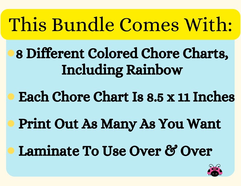 Family Chore Chart Bundle With 8 Color Choices| Checklist | Fillable ...