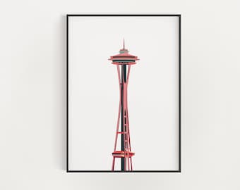 Seattle Space Needle Print - Architecture Poster - Seattle Washington Wall Art
