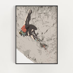 Rock Climbing Poster - Woman Rock Climber Print - Rock Climbing Gift - Climbing Wall Art