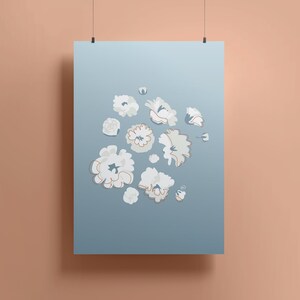 Minimalist Wildflower Print Baby's Breath Blooms in Blue Floral Nursery Wall Decor Boho Floral Print image 3