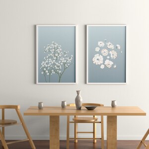 Minimalist Wildflower Print Baby's Breath Blooms in Blue Floral Nursery Wall Decor Boho Floral Print image 6