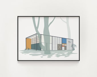 Eames House Print - Ray & Charles Eames Concept House No. 8 - Mid-Century Modern Wall Art - California Travel Poster - Architecture Print
