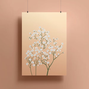 Minimalist Floral Print Baby's Breath Wall Art Nursery Wall Decor Wedding Flowers Gift Wedding Bouquet Bridal Gift image 4
