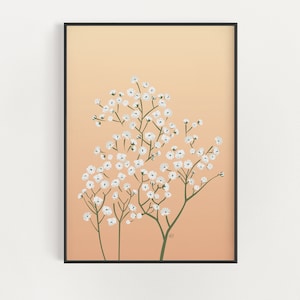 Minimalist Floral Print Baby's Breath Wall Art Nursery Wall Decor Wedding Flowers Gift Wedding Bouquet Bridal Gift image 1