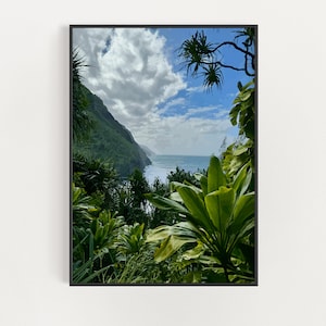 Kauai Nā Pali Coast Art - Kalalau Hiking Trail Print - North Shore Wall Art - Kauai Landscapes - Hawaii Travel Poster - Hawaii Home Decor