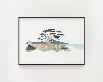 Walker House Druck - Frank lllloyd Wright Architekturkunst - Carmel by the Sea Kalifornien