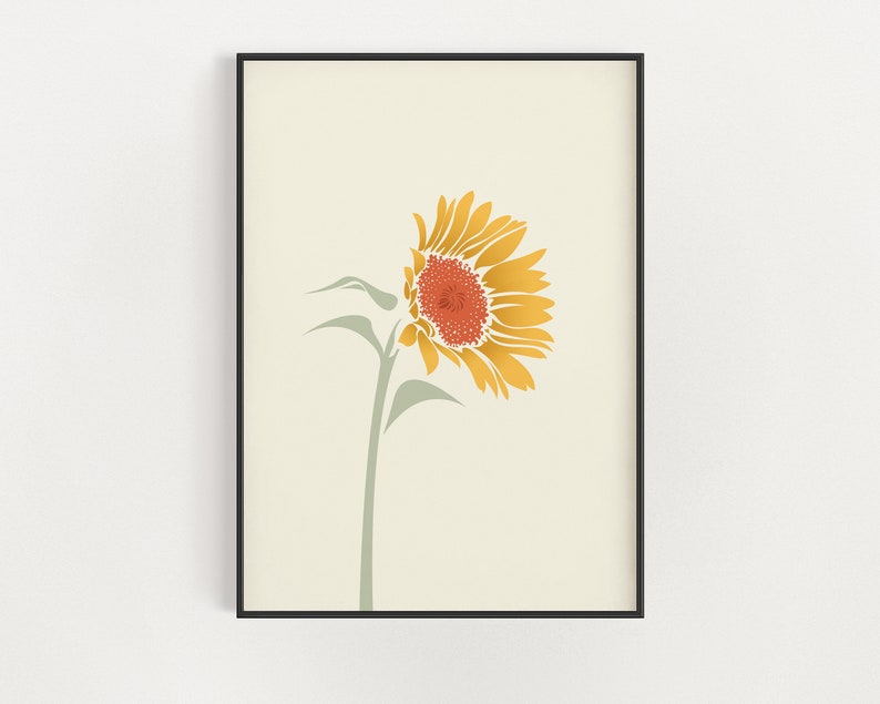 Sunflower Wall Art Affiche de fleur de Boho Impression de fleurs sauvages Affiche de plantes image 1