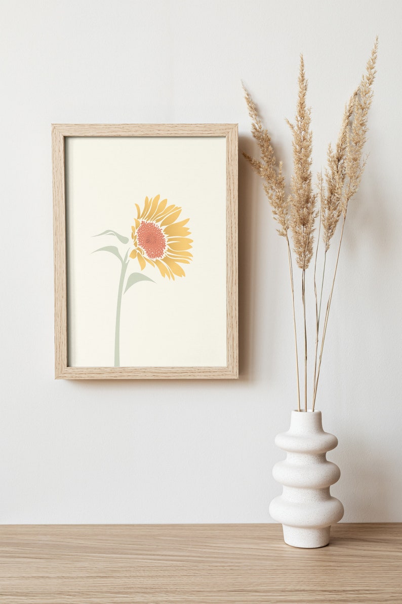 Sunflower Wall Art Affiche de fleur de Boho Impression de fleurs sauvages Affiche de plantes image 8