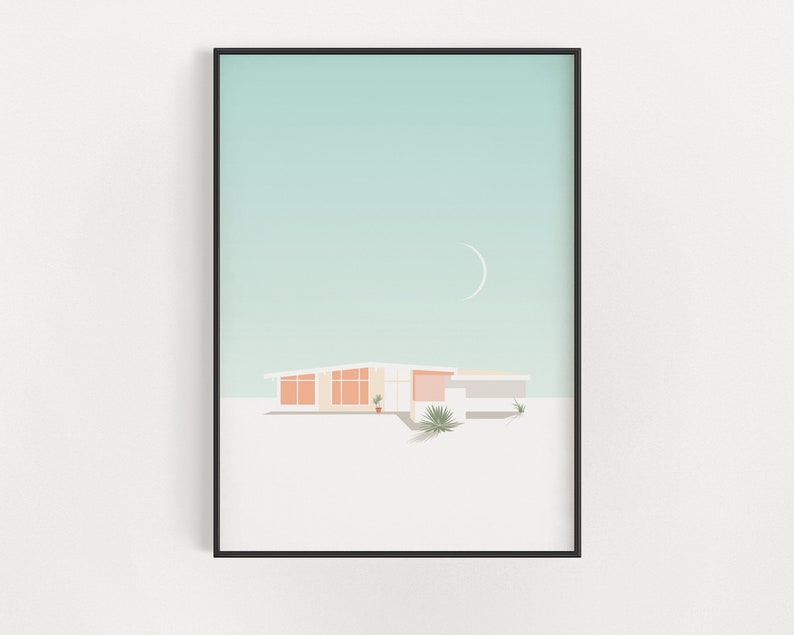 Palm Springs Wedding Gift Mid-Century Modern Print California Architecture Poster Midcentury Modern Home Decor image 1