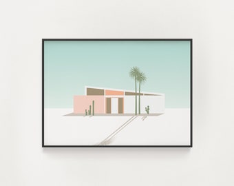 Palm Springs MidCentury Modern Home Decor - California Architecture Print - Southwestern Home Decor