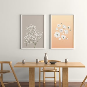 Wildflower Bouquet Baby's Breath Wall Art Minimalist Flower Print Wedding Gift Floral Art Nursery Wall Decor White Flowers image 5