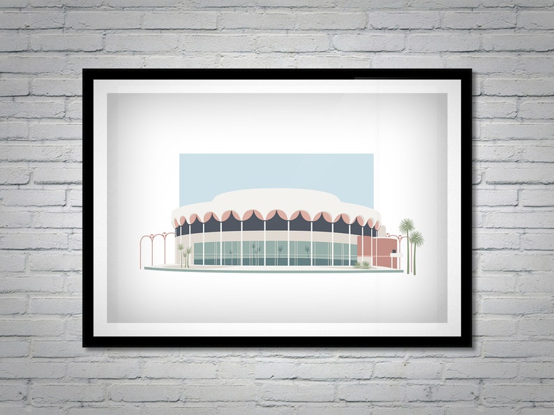 Frank Lloyd Wright Poster ASU Auditorium Tempe Arizona Minimalist Architecture Print Southwestern Wall Art image 3
