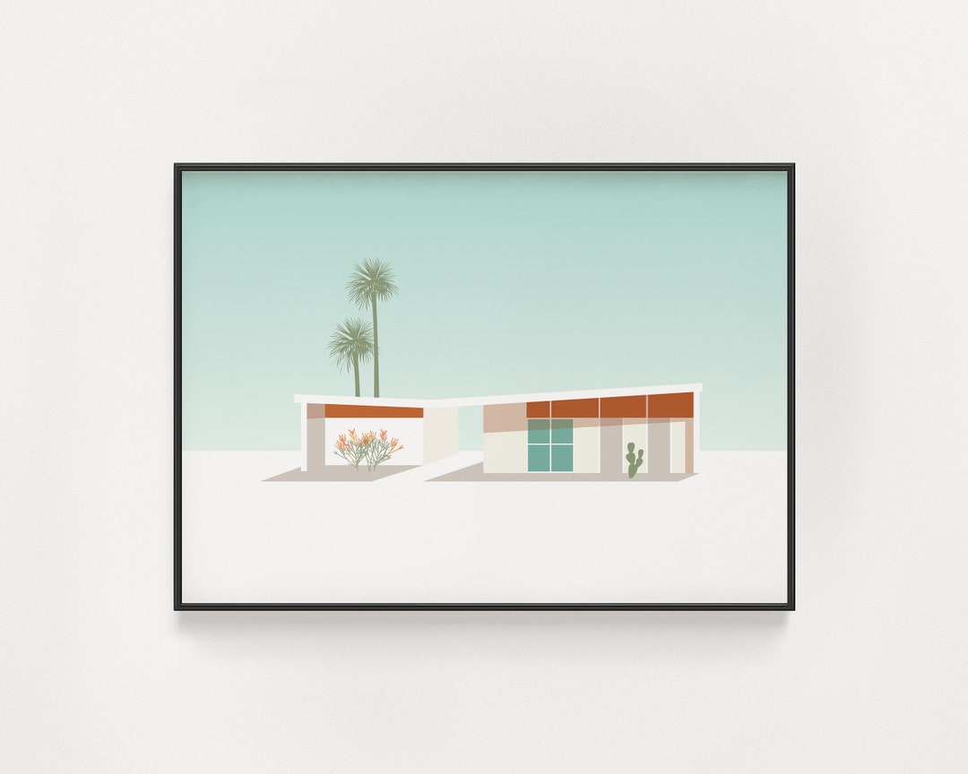 Palm Springs Print Mid Century Modern House Poster California Southwestern Wall Art Modern Wall