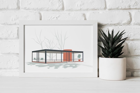 The Glass House Architecture Poster - Philip Johnson Architecture