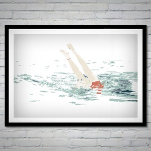 Woman Swimming in Ocean Art Outer Banks NC Poster OBX Beach Print Ocean Wall Art Swimmer Gift Modern Beach House Wall Decor image 5