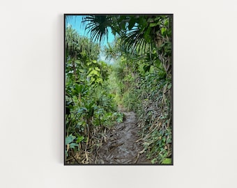 Kalalau Trail Kauai Print - Nā Pali Coast Hiking Art