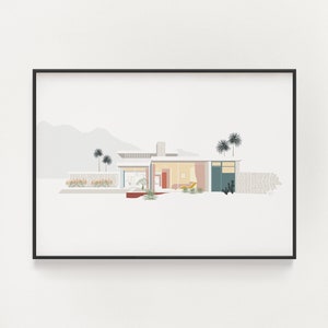 Kaufmann House Midcentury Modern Architectural Print - Palm Springs Desert House Poster - Modern Architect Wall Decor - Southwestern Print