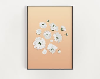 Baby's Breath Blooms in Pink - Botanical Boho Flower Print - Minimalist Floral Art - Nursery Wall Art