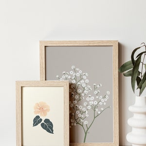 Wildflower Bouquet Baby's Breath Wall Art Minimalist Flower Print Wedding Gift Floral Art Nursery Wall Decor White Flowers image 3