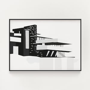 Fallingwater Frank Lloyd Wright Architecture Print - Black and White Architecture Poster - Architecture Wall Art