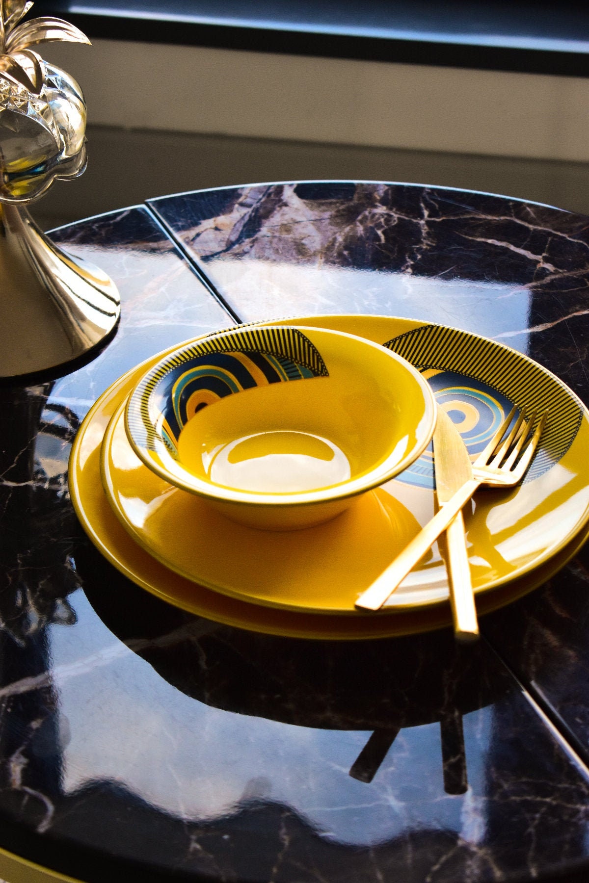 Luxury Plate/yellow Evil Eye Plate/hand Made/serving and Etsy UK