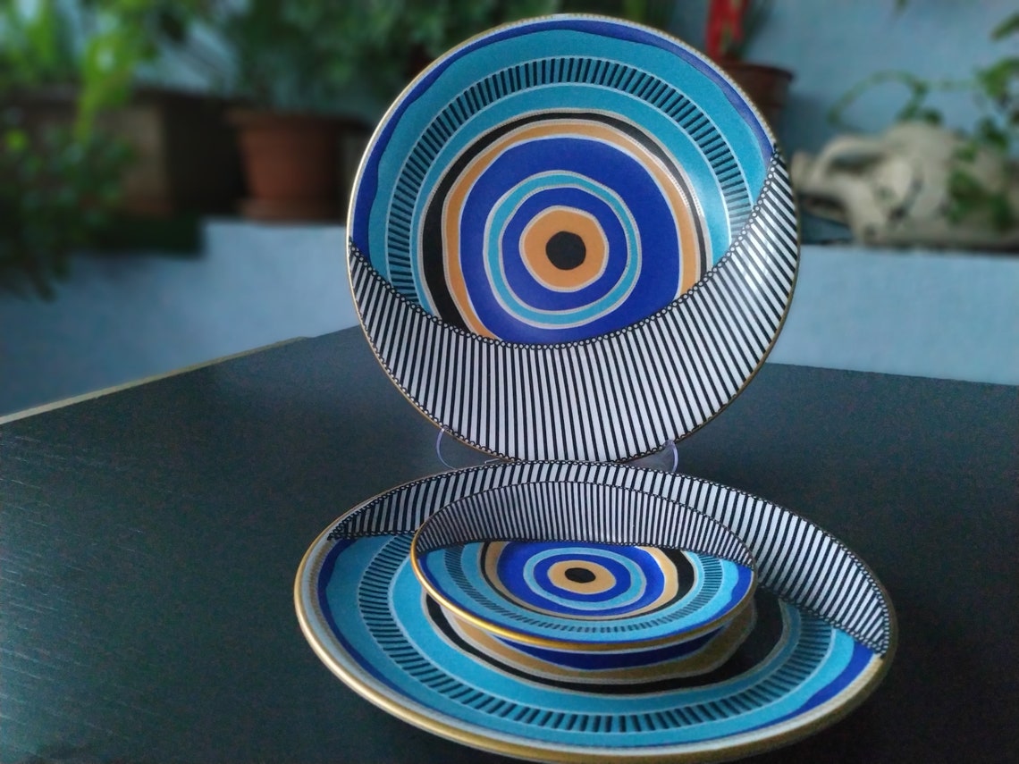 Evil Eye Plates / Luxury Plates / Turkish Traditional Tiles Etsy