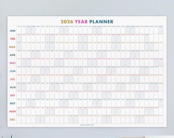 2026 Year Wall Planner Colourful | Lagre Wall Calendar | 2026 Year Planner | 2026 Monthly Planner | Minimalist Modern Design