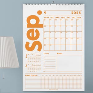 2025-2026 Mid-Year Wall Calendar, September Start, Academic Year Planner, Previous and Next Month, Habbit Tracker, To Do Sunday&Monday Start