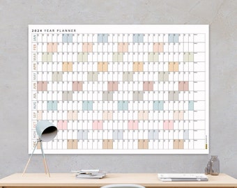 Boho 2024 Wandkalender, 2024 Wandkalender, 2024 Jahresplaner, Jahresplaner, Monatsplaner, Minimalistisch Horizontal