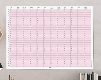 2026 Wall Calendar: Large Horizontal Monthly Planner, Pastel Pink